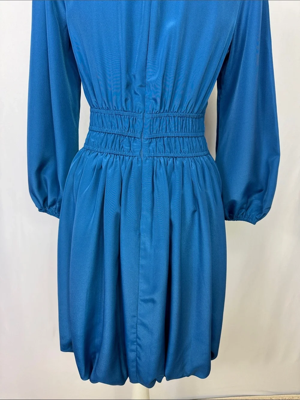Eliza J Ballon Sleeve Crepe Fit & Flare Dress Size 8 Teal - Picture 12 of 15